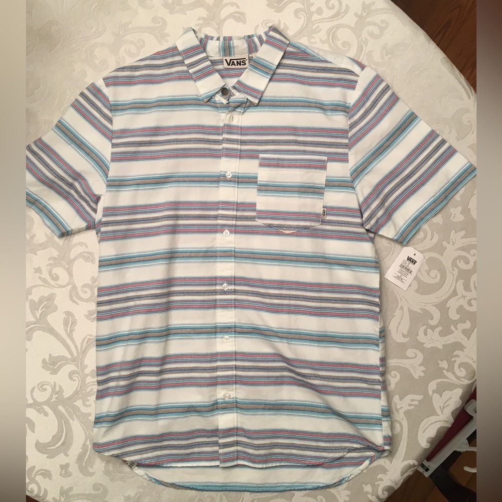 Vans short sleeve patterned button down.  NWT